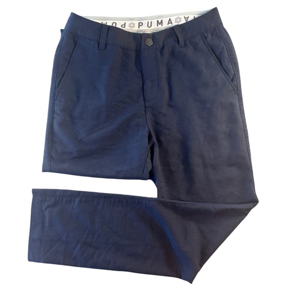 Puma Other - Puma Mens Jackpot Golf Pants Navy Blue‎ Micro Check 595363-01 Size 28x32